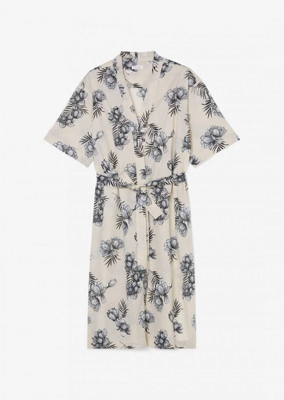 Long kimono femme fleurs