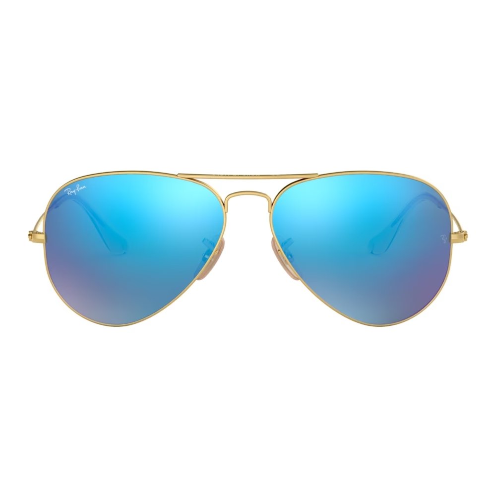 Sonnenbrille für Frauen mit goldenen Rahmen und blauen Gläsern Ray Ban