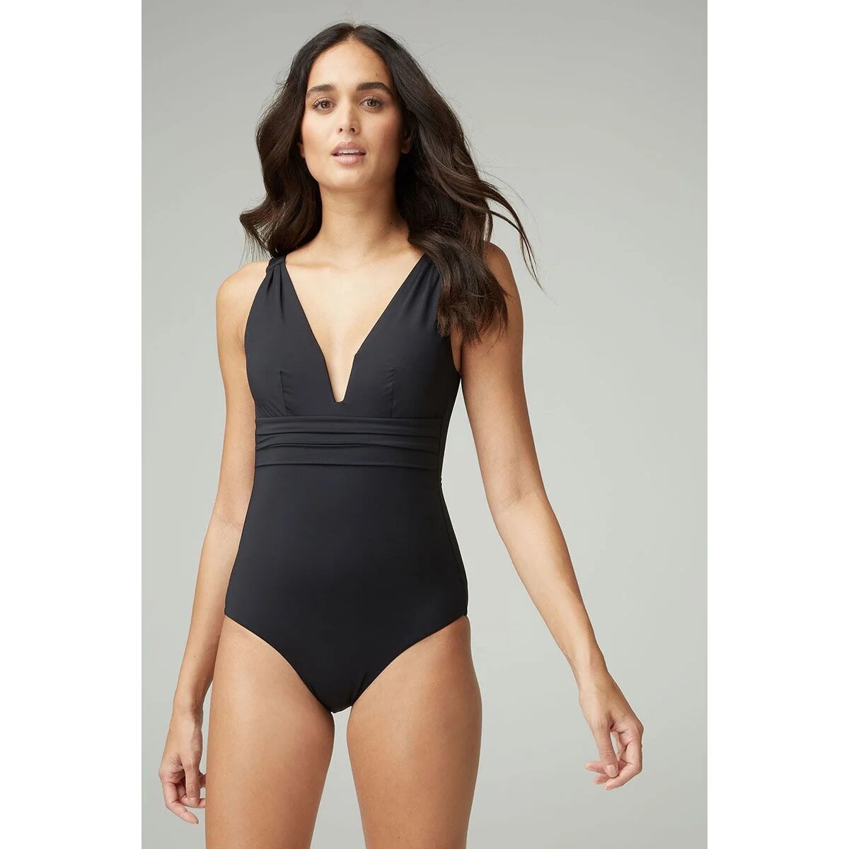 maillot de bain noir fronces noir