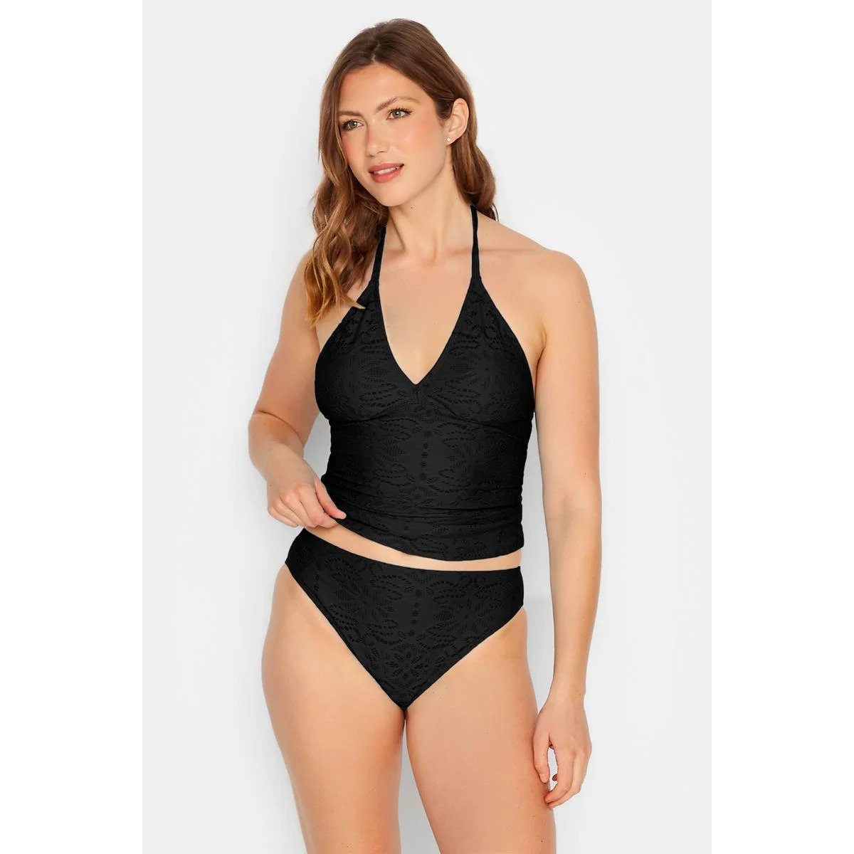 Schwarzer gehäkelter Tankini von Long Tall Sally