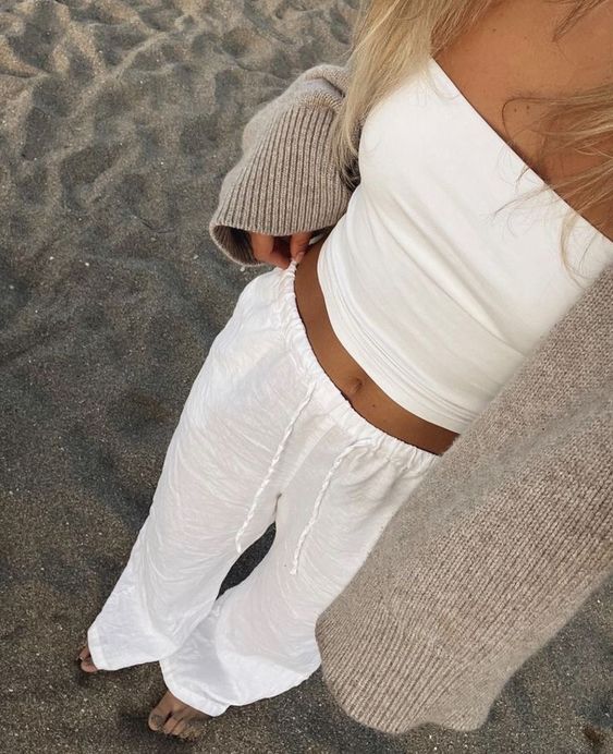 look plage pantalon blanc