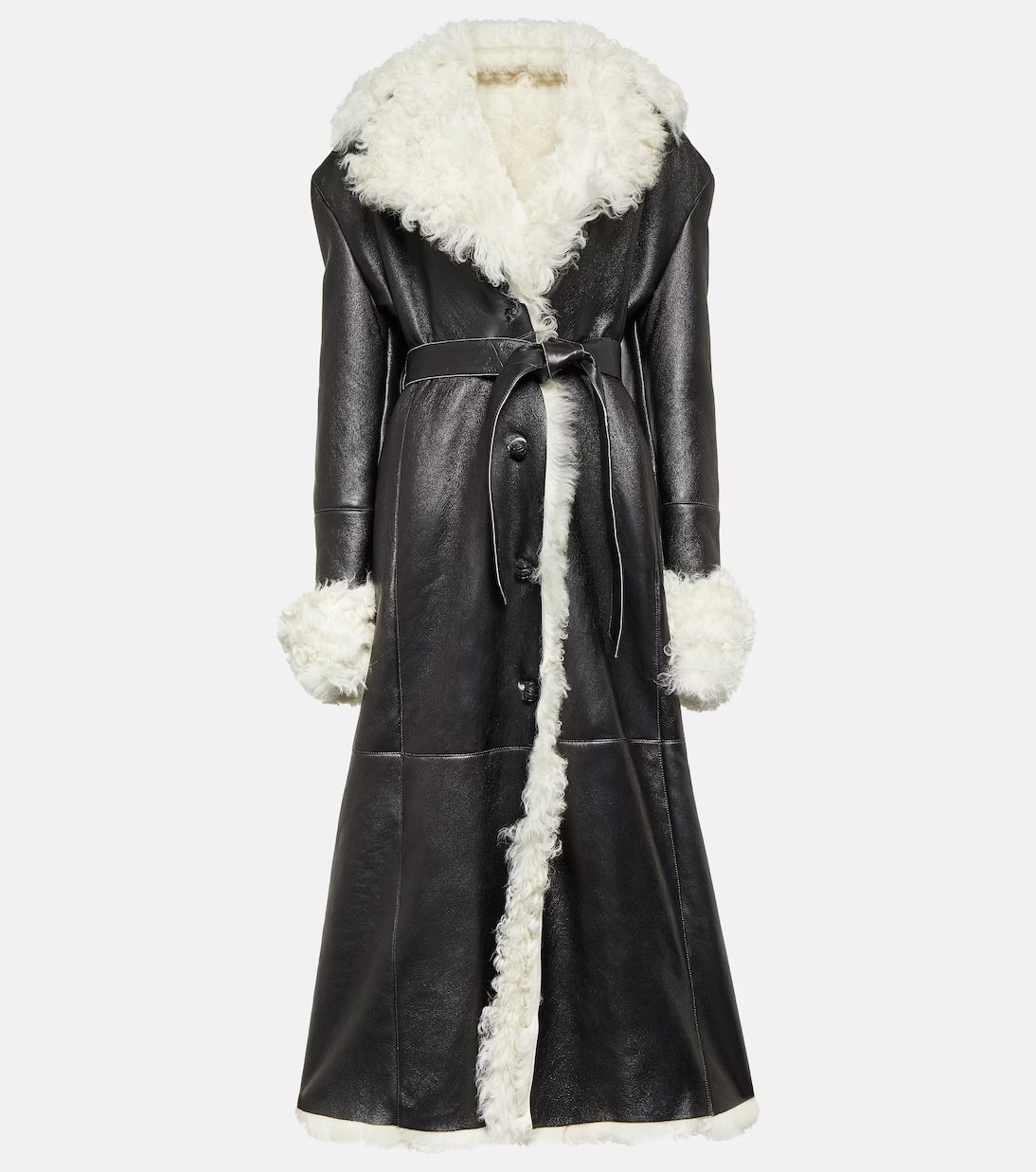 Magda Butrym Mantel aus Shearling und Leder