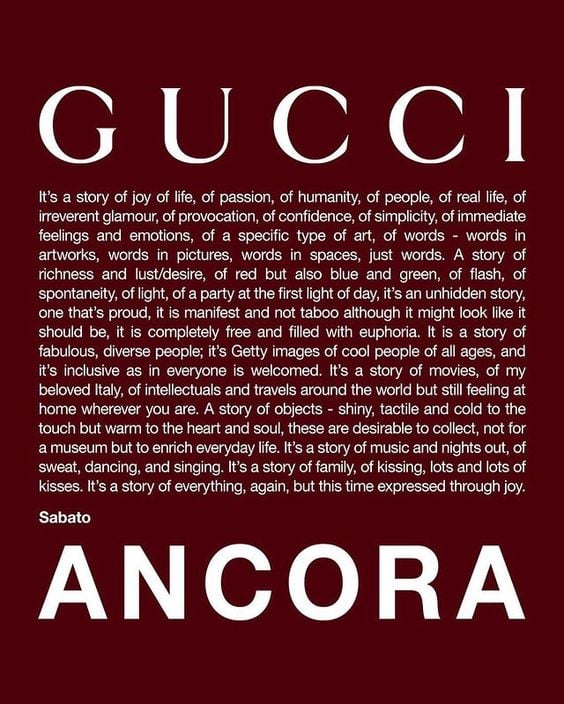 Manifesto Sabato De Sarno Gucci Ancora