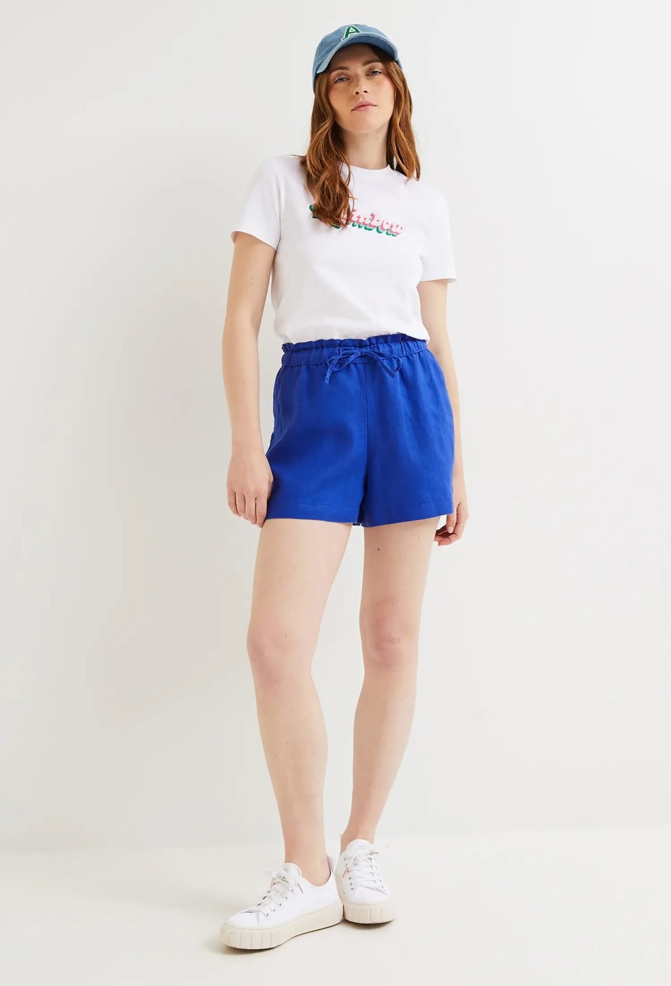 Cobaltblaue Leinen-Shorts Monoprix