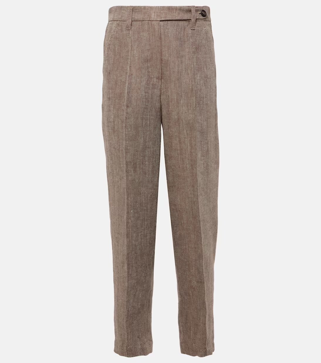 Beige schmale Leinenhose von Brunello Cucinelli