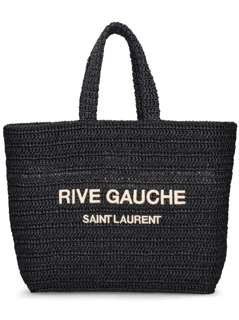 Schwarze Raphia-Tote-Bag von Saint Laurent Rive Gauche