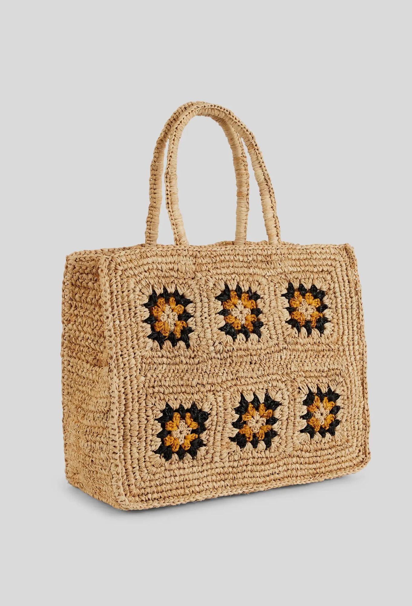 Gemusterte Häkel-Raphia-Tasche von Monoprix