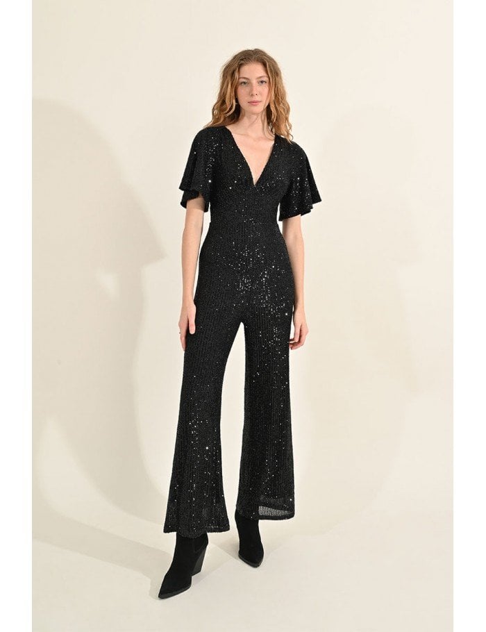 Schwarzer Pailletten-Jumpsuit Molly Bracken