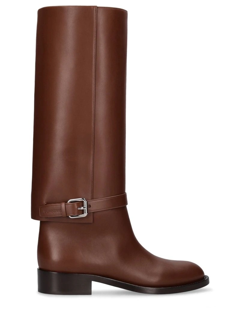 Braune Lederstiefel Burberry