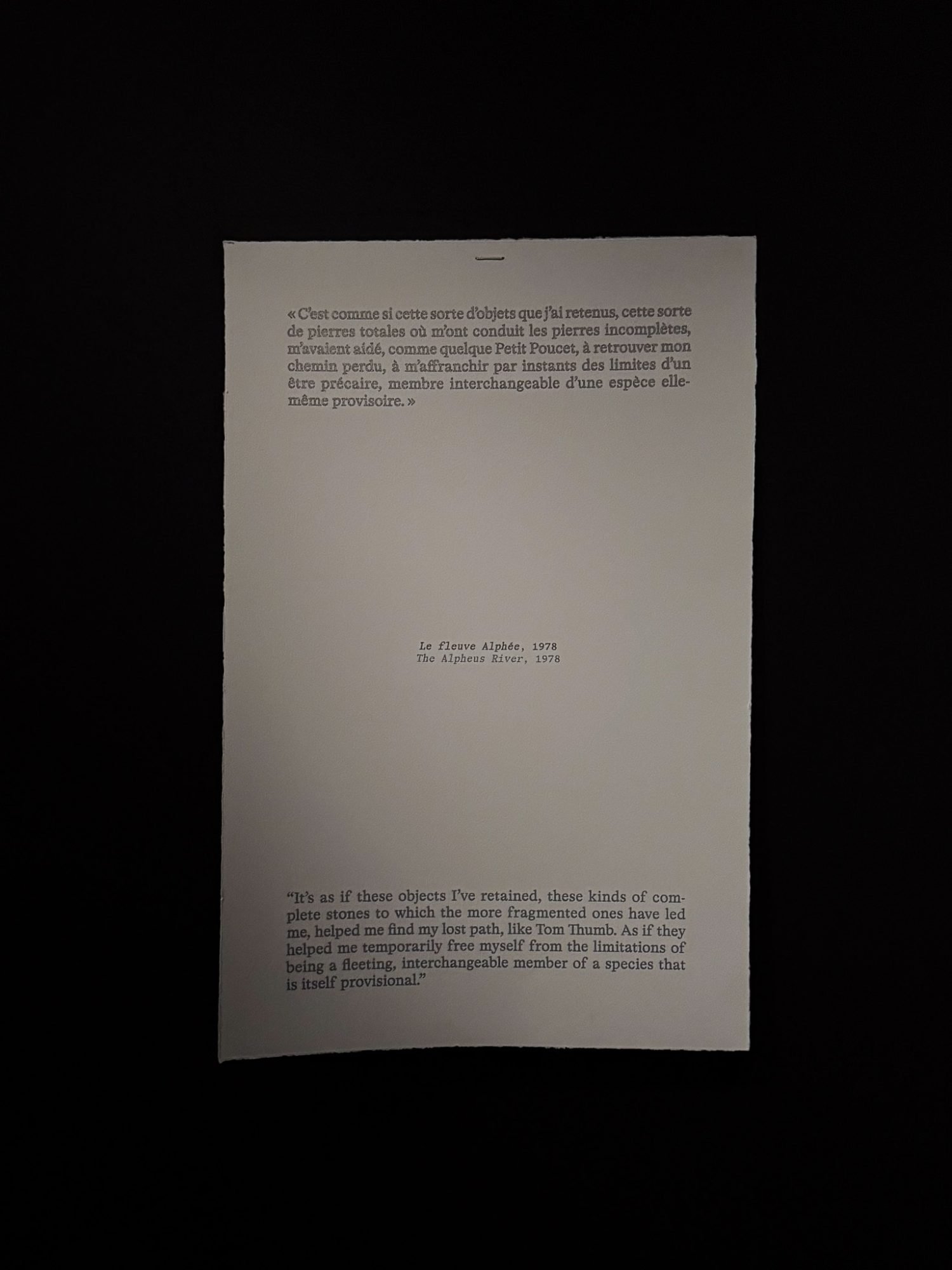 Text Septaria Roger Caillois in der Ausstellung Traumwelten der Steine