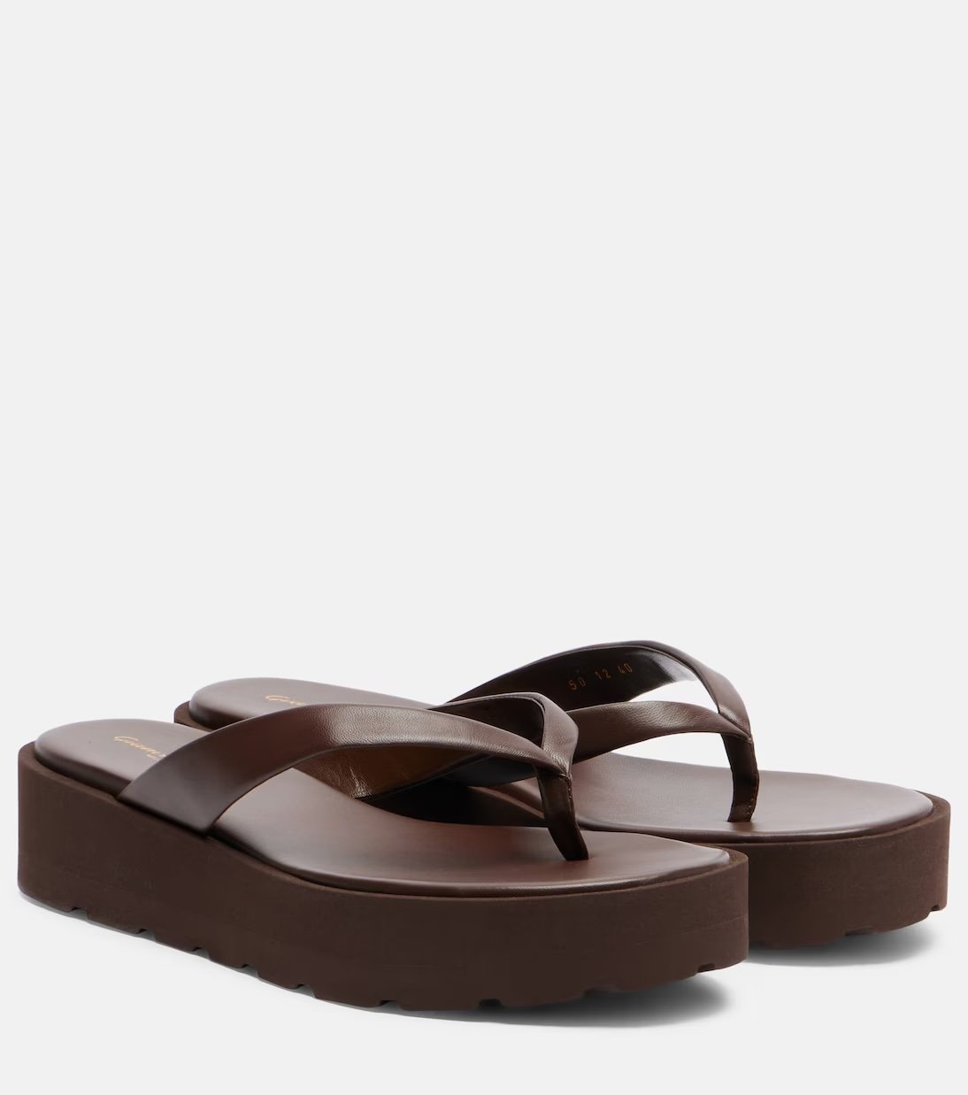 Braune Keil-Flip-Flops aus Leder Gianvito Rossi